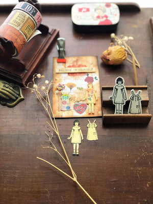 'Paper Doll Dress Set' Rubber Stamp by Mic Moc (紙人形とドレス) from micmoc.com