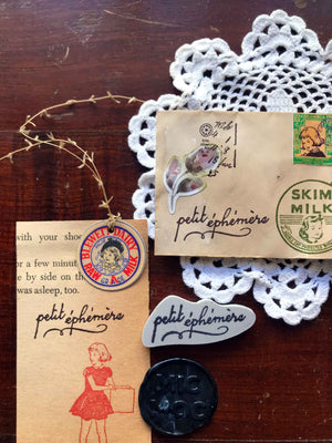 'Petit éphémère' Vintage French handwriting Rubber Stamp by Mic Moc from micmoc.com