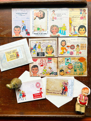 Vintage Perforated Labels 'Play Time' (子供イラスト ビンテージ ラベル) - 20 Pk from micmoc.com 