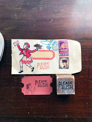 'Please Rush' Wood Rubber Stamp by Mic Moc from micmoc.com