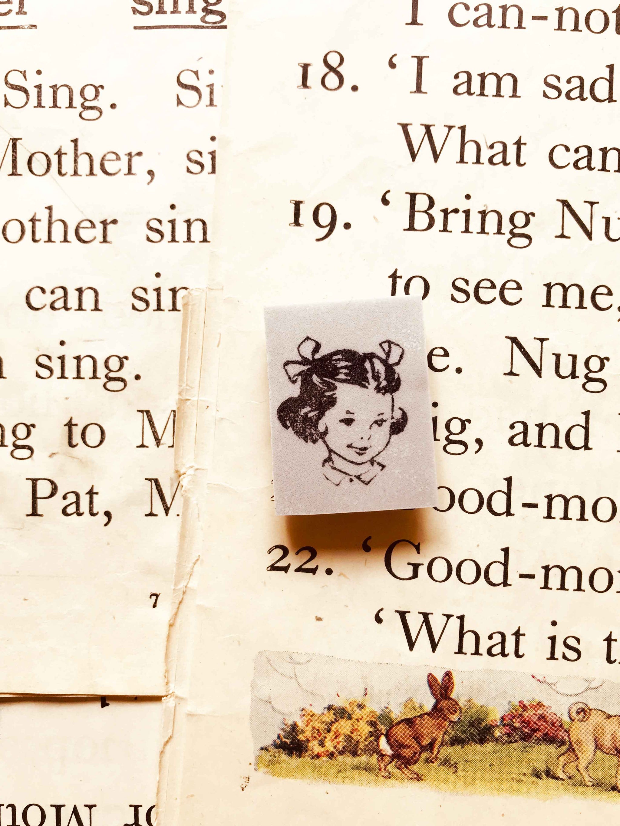 'Vintage Ribboned Girl Portrait' - Mic Moc Rubber Stamps Feb 2020 at micmoc.com at Mic Moc