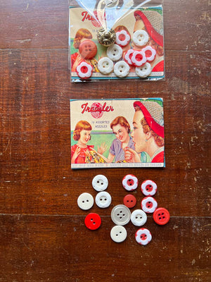 Vintage Buttons - Ladybird Red & Retro White(12Pc/12個) by Mic Moc