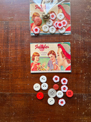 Vintage Buttons - Ladybird Red & Retro White(12Pc/12個) by Mic Moc