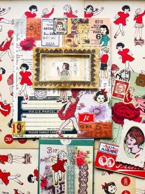 'My Red Storybook' Vintage Children's Illustrations A5 Sticker Set from micmoc.com at Mic Moc Curated Emporium