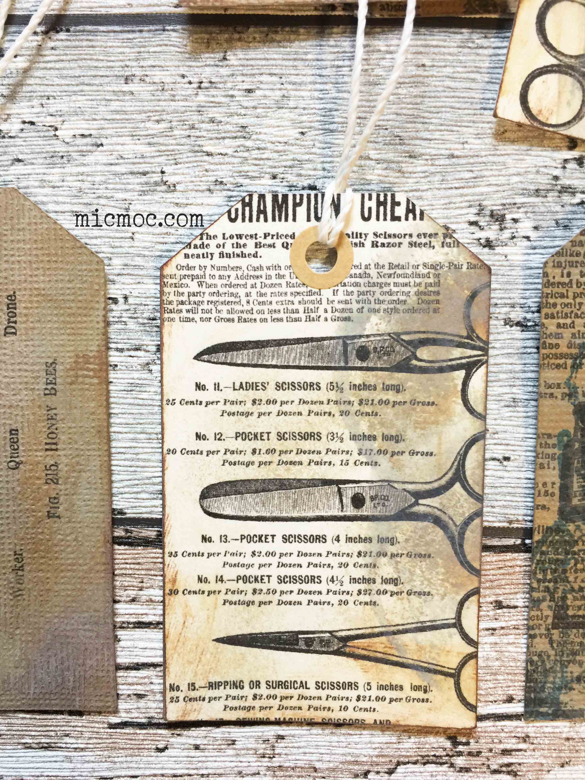 Vintage Gift Tags - VE01- Handcrafted Vintage Ephemera (Set of 3) by micmoc.com at Mic Moc