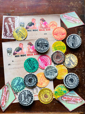 Strawberry Milk Soda Bottle Cap Rubber Stamp by Mic Moc (ストロベリーミルクソーダ ボトルキャップ)