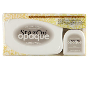 Staz On Solvent Ink Pad - Opaque Cotton White (Ink Set with re-inker)