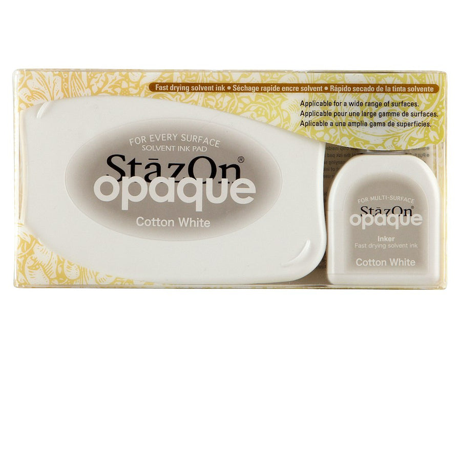 Staz On Solvent Ink Pad - Opaque Cotton White (Ink Set with re-inker)