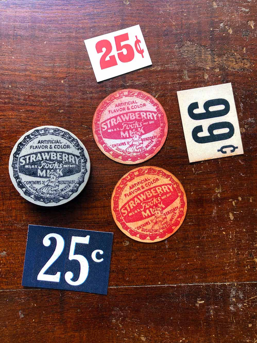 Strawberry Milk Soda Bottle Cap Rubber Stamp by Mic Moc (ストロベリーミルクソーダ ボトルキャップ)