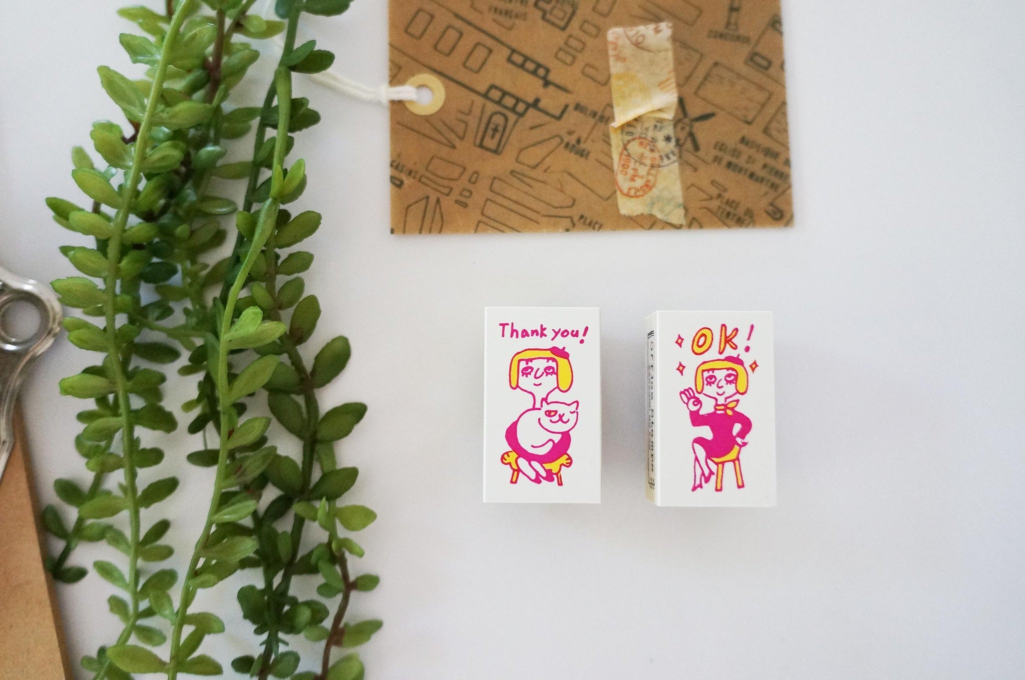 Kodomo No Kao Office Stamps - OK Lady on chair from micmoc.com at Mic Moc Curated Emporium