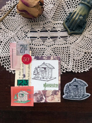 'Toadstool Cottage Cuckoo Clock' Rubber Stamp by Mic Moc (‘キノコ小屋’鳩時計)from micmoc.com