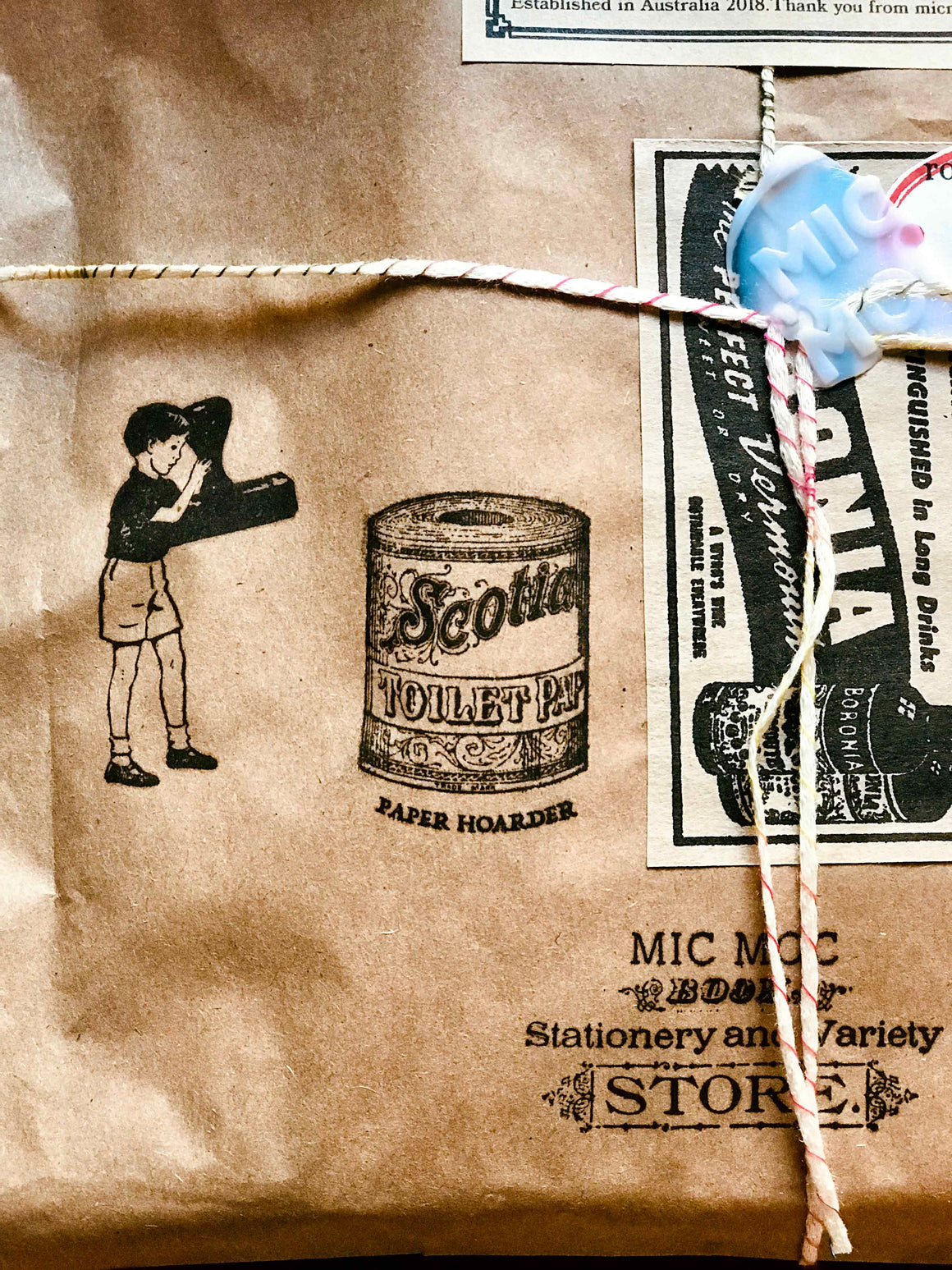 PRE-ORDER ‘Paper Hoarder’ Toilet Roll Rubber Stamp by Mic Moc