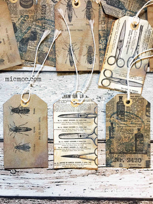 Vintage Gift Tags - VE01- Handcrafted Vintage Ephemera (Set of 3) by micmoc.com at Mic Moc