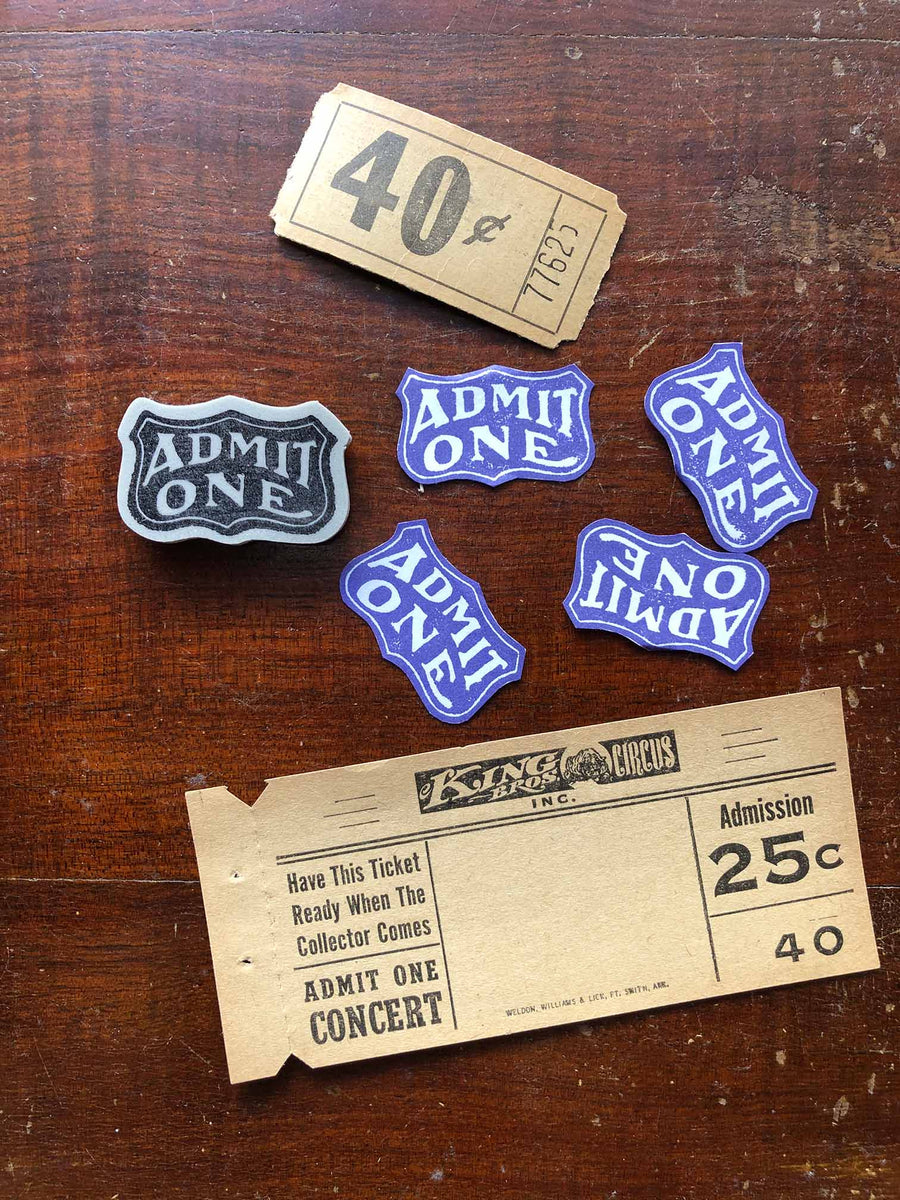 'Vintage Admit One' Rubber Stamp by Mic Moc (1名のみの入場) from micmoc.com