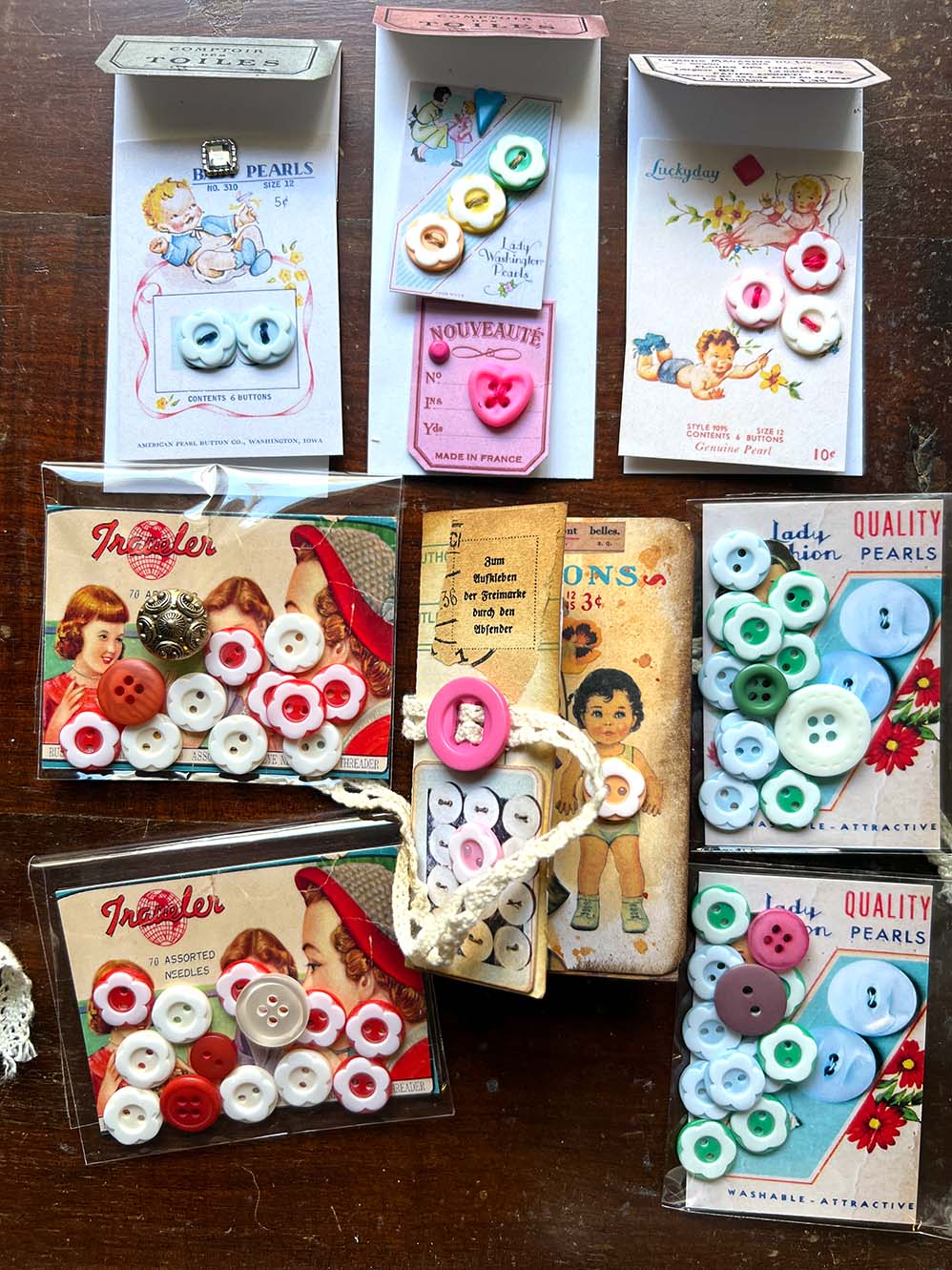 Vintage Buttons - Ladybird Red & Retro White(12Pc/12個) by Mic Moc