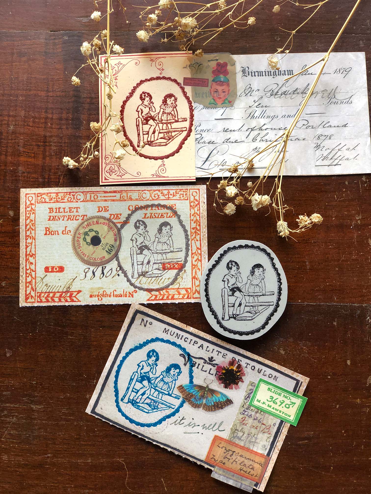 Vintage Doilies 'Friends' Rubber Stamp by Mic Moc from micmoc.com 