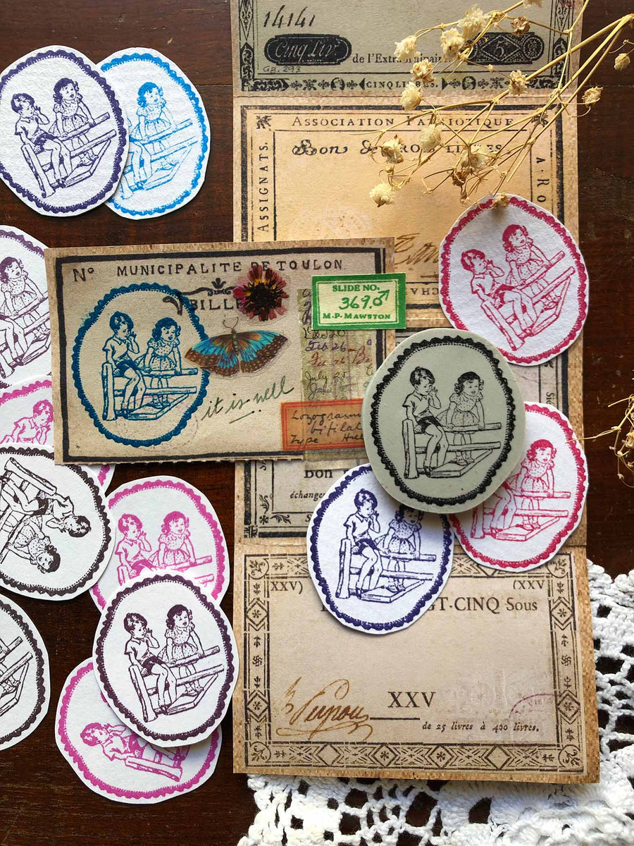 Vintage Doilies 'Friends' Rubber Stamp by Mic Moc from micmoc.com 