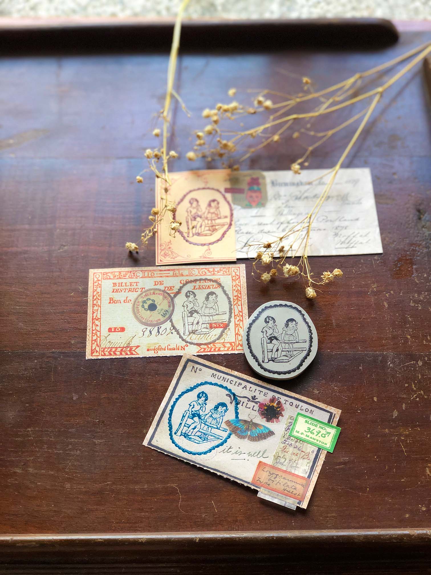 Vintage Doilies 'Friends' Rubber Stamp by Mic Moc from micmoc.com 