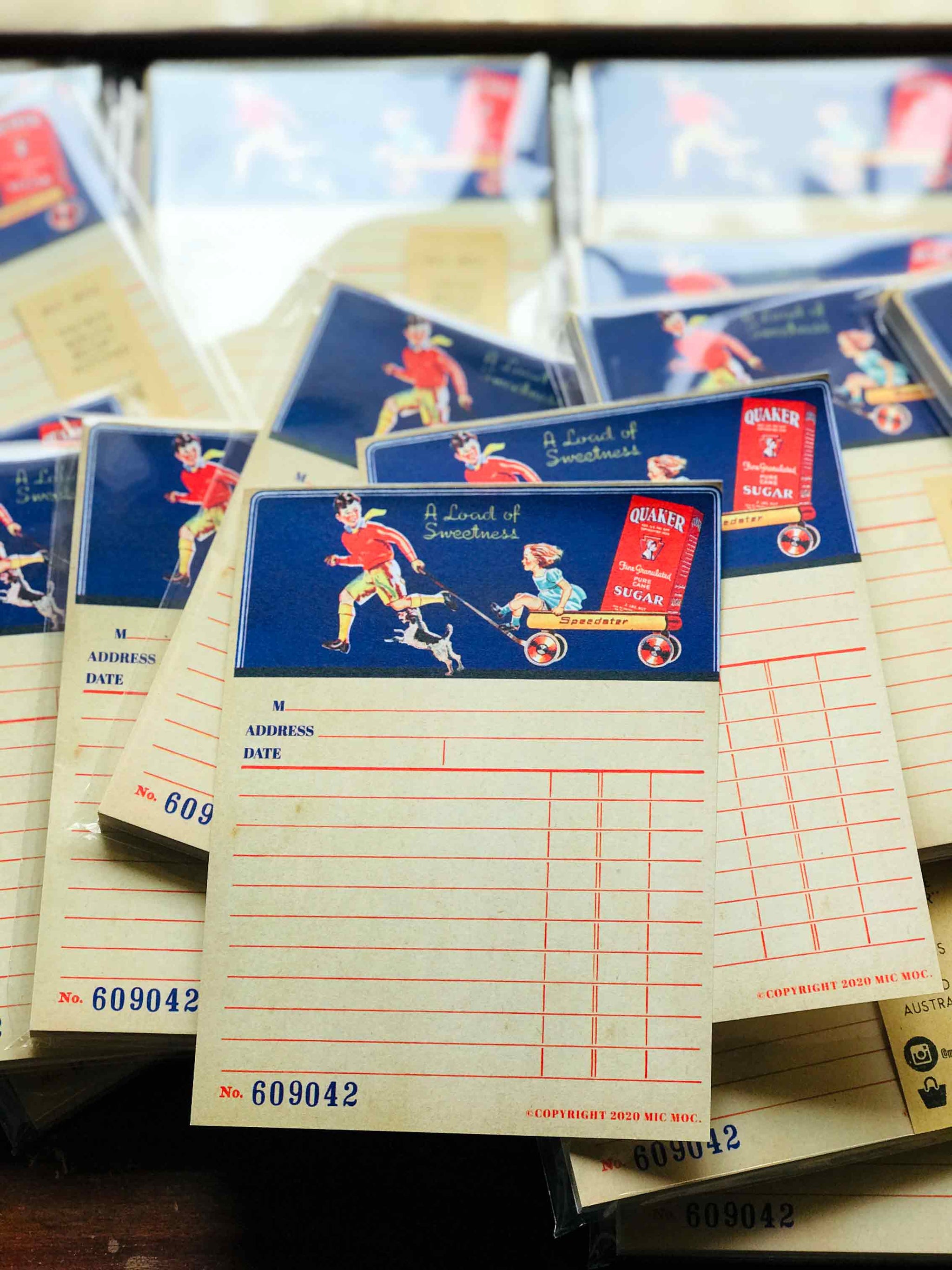 'Vintage Grocer' Receipt Note Pad - by Mic Moc (ヴィンテージ食料品レシートメモ帳)from micmoc.com