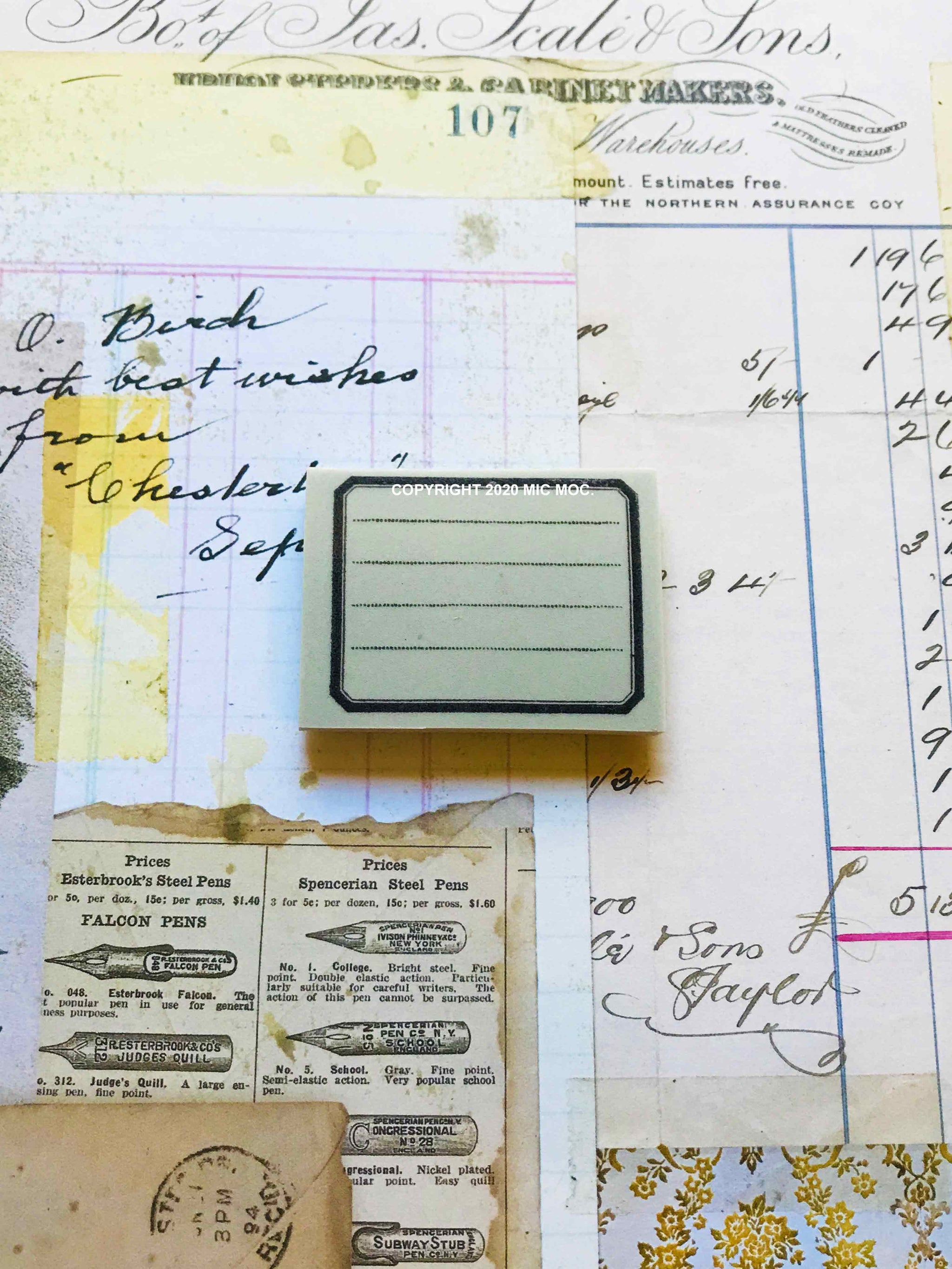 'Vintage Lined Label' Rubber Stamp by Mic Moc from micmoc.com