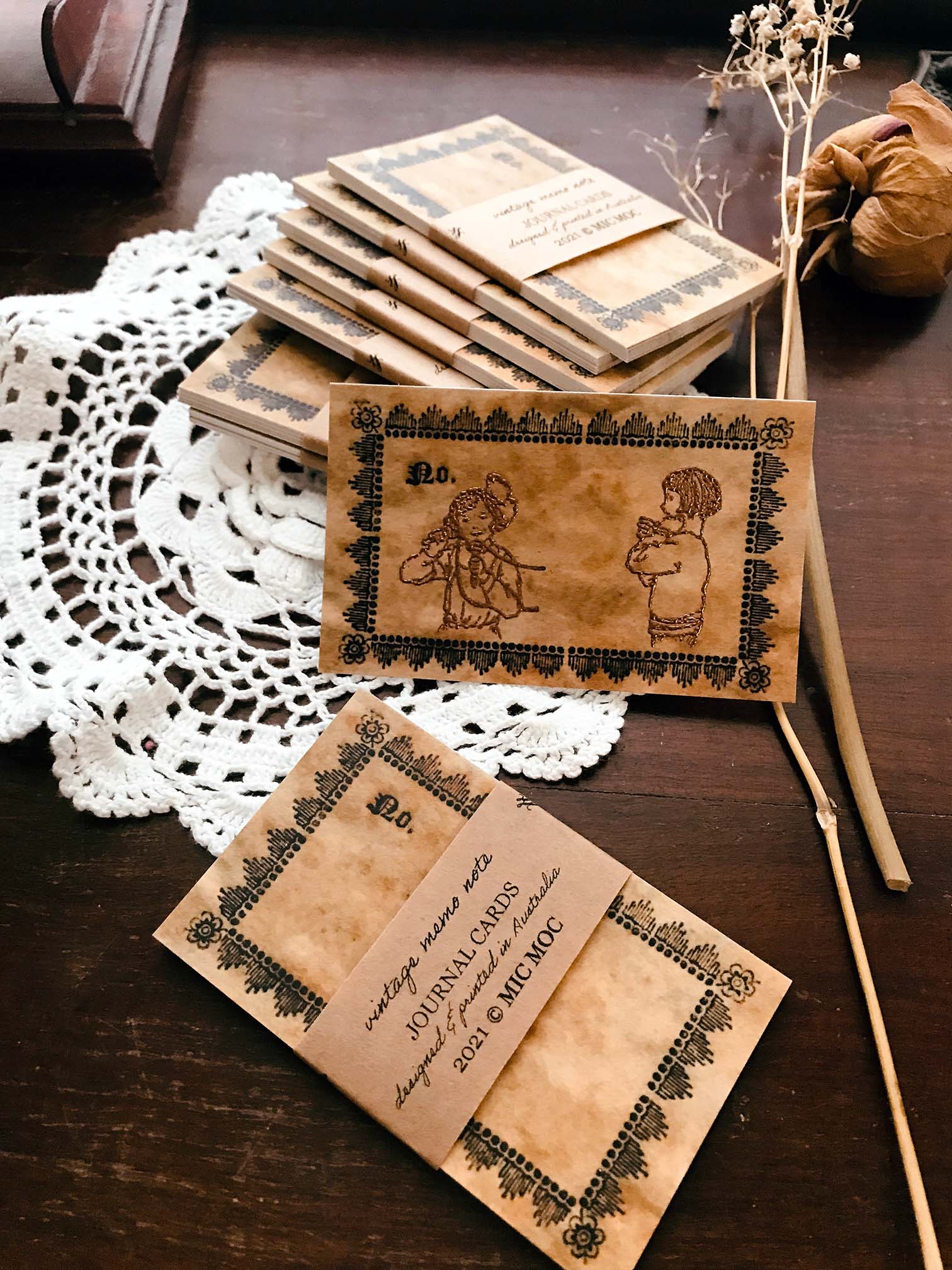 Vintage Memo Note Journal Card Set - JC008 (アンティーク風ノートカード) from micmoc.com at Mic Moc