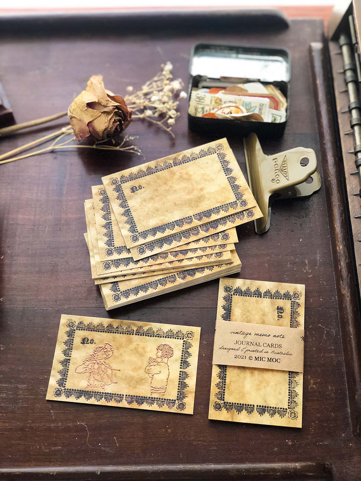 Vintage Memo Note Journal Card Set - JC008 (アンティーク風ノートカード) from micmoc.com at Mic Moc